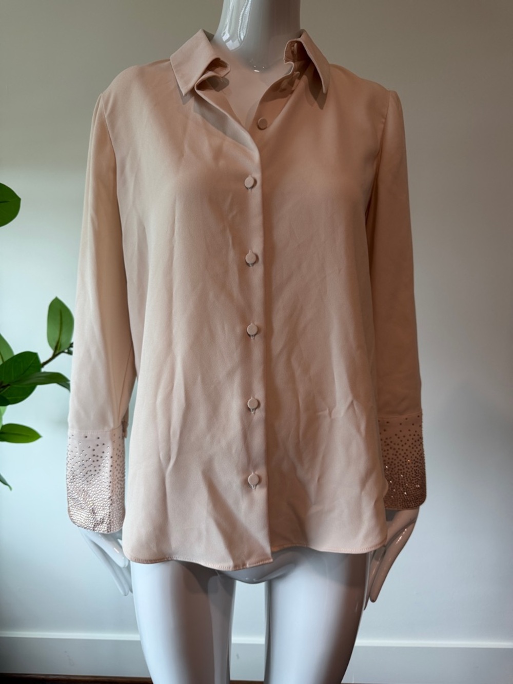 River Island Button-Down Shirt with Rhinestone Cuffs